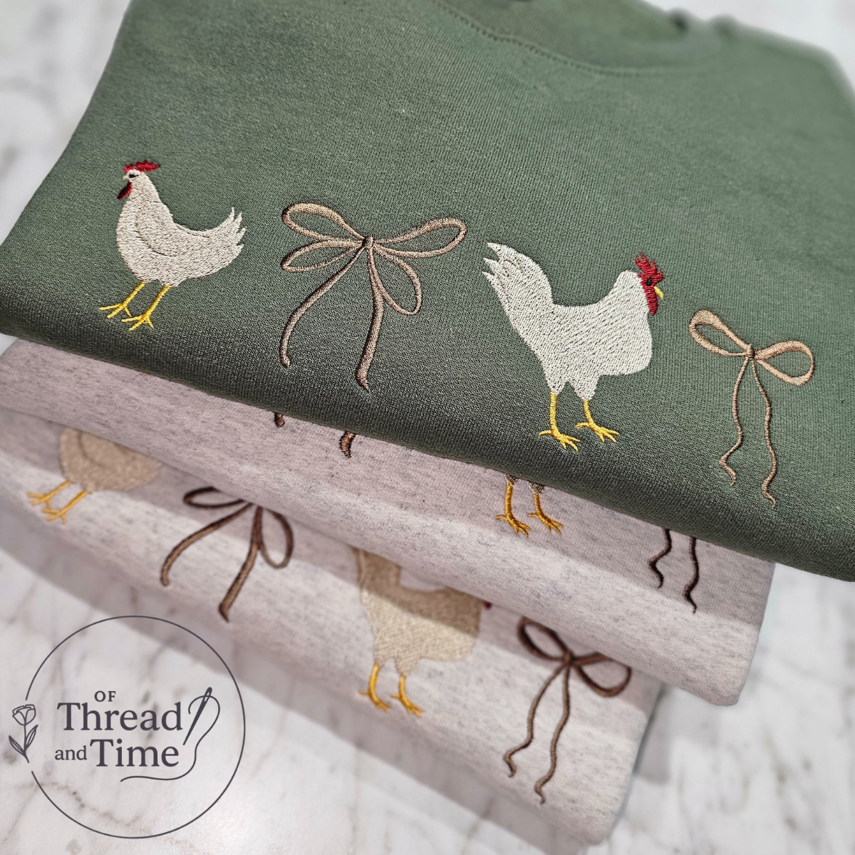 Chickens and Bows Applique Sweatshirt