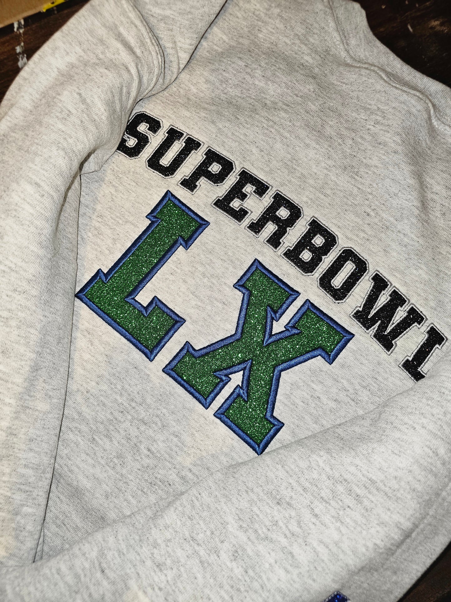 SEAhawks with Glitter and Sleeve Embroidery