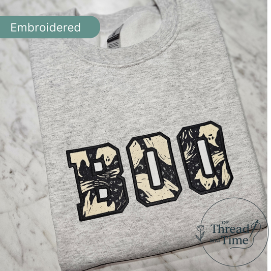 "BOO" Applique toddler halloween crewneck