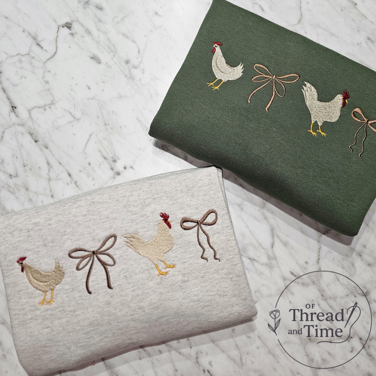 Chickens and Bows Applique Sweatshirt