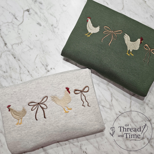 Chickens and Bows Applique Sweatshirt