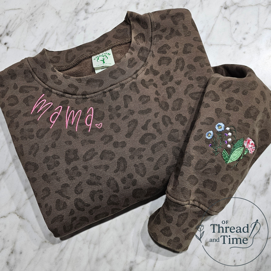 Customizable Leopard Mama neckline Crewneck